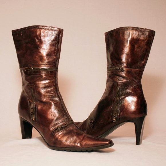 Zita Maria Shoes - Zita Maria Brown Metallic Leather Boots